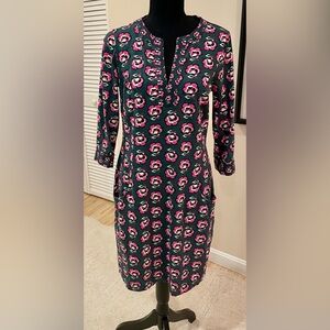 Boden 3/4 Sleeve Dress in Green and Pink Floral